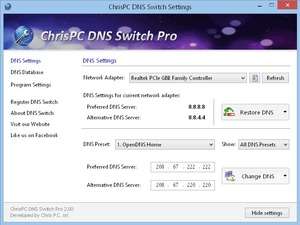 ChrisPC DNS Switch Screenshot