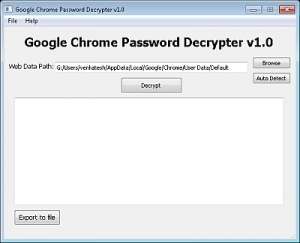 Chrome Password Decrypter Screenshot