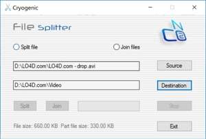 Cryogenic FileSplitter Screenshot