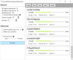 SecureSafe Password Generator Screenshot