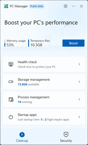 Microsoft PC Manager Screenshot