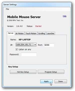 Mobile Mouse Server Screenshot