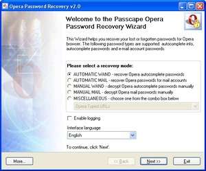 Opera Password Recovery Screenshot