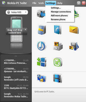 Nokia PC Suite Screenshot