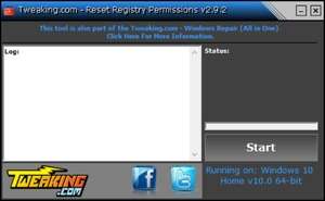 Reset Registry Permissions Screenshot