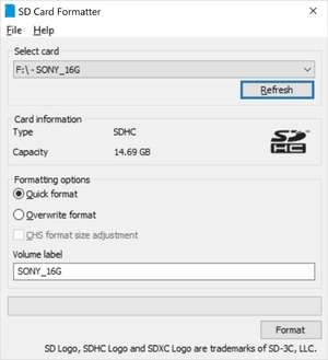 SD Card Formatter Screenshot