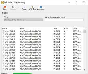 SoftPerfect File Recovery Screenshot