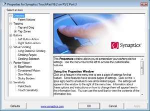 Synaptics Pointing Device Driver Screenshot