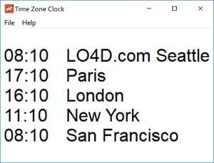 Time Zones Clock Screenshot