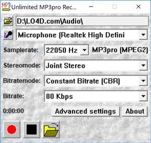 Unlimited MP3pro Recorder Screenshot