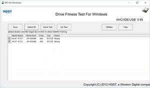 WinDFT (HGST Drive Fitness Test) Screenshot