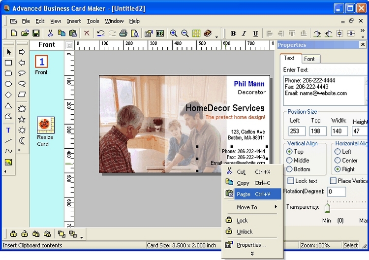 Business Card Designer 5.15 + Pro for windows download free