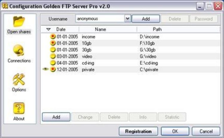 Golden FTP Server Pro 5.00 Screenshot