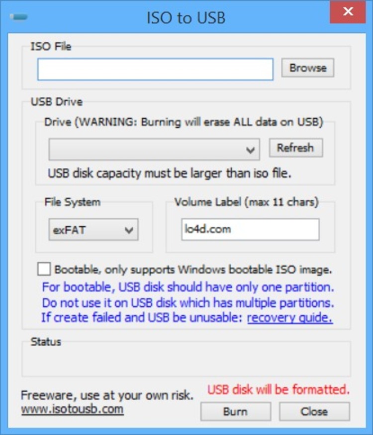 free program to burn iso to usb