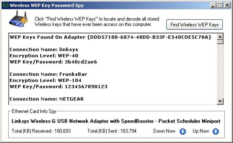 Download WEP Key Password Spy 1.0 Free